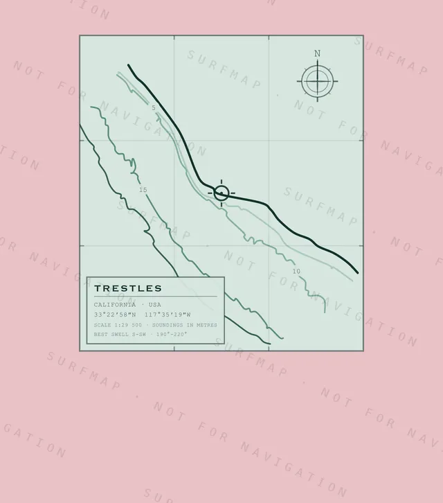 Trestles chart, the full artwork printed on the back