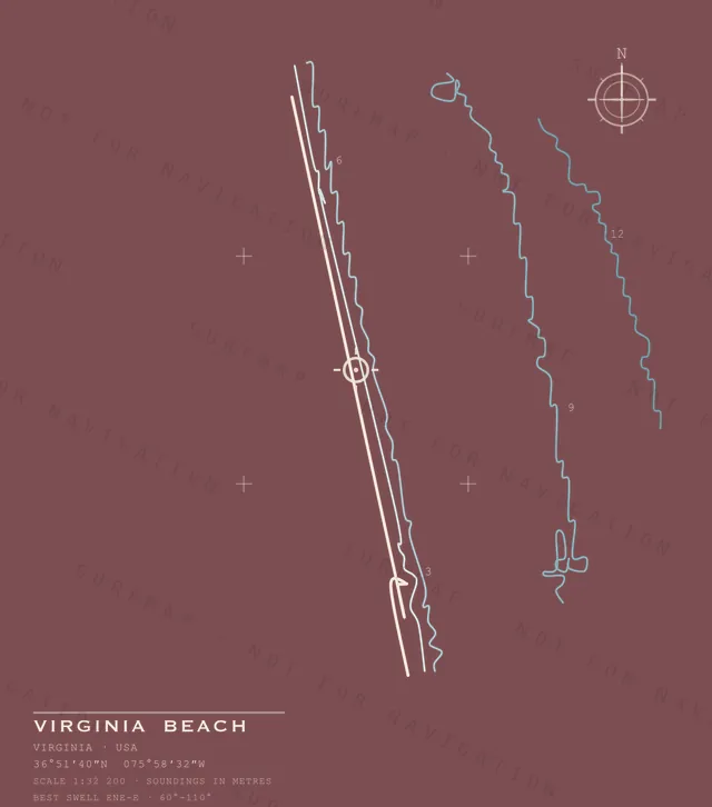Virginia Beach chart, the full artwork printed on the back