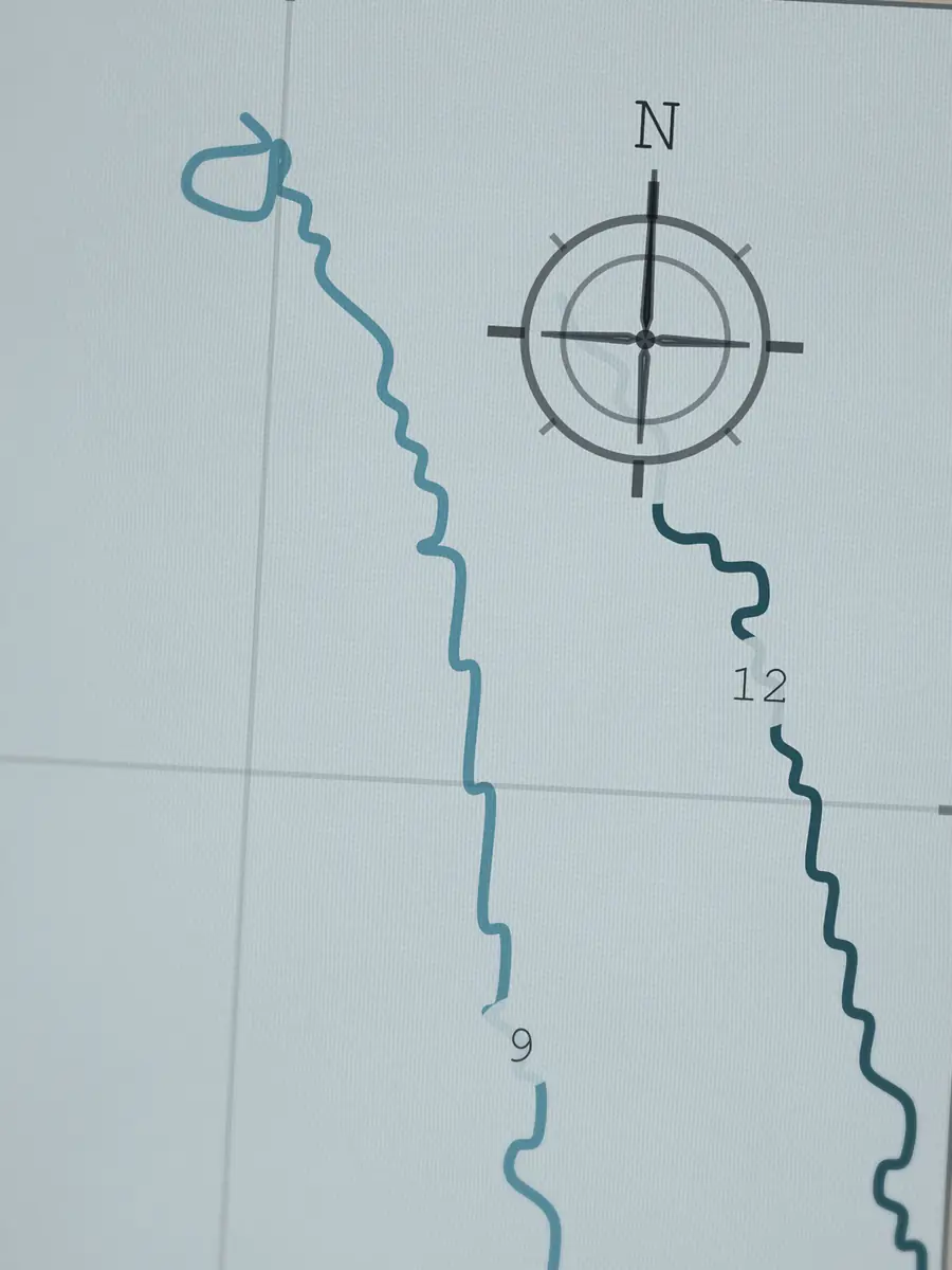 Close-up of the Virginia Beach compass rose, printed into the cotton