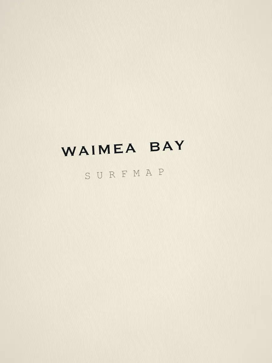Close-up of the Waimea Bay name printed over the heart