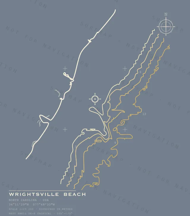 Wrightsville Beach chart, the full artwork printed on the back