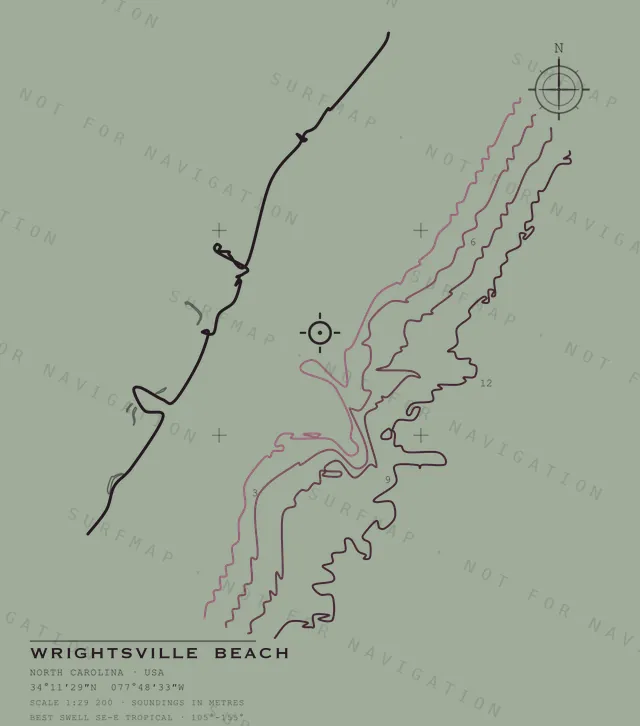 Wrightsville Beach chart, the full artwork printed on the back
