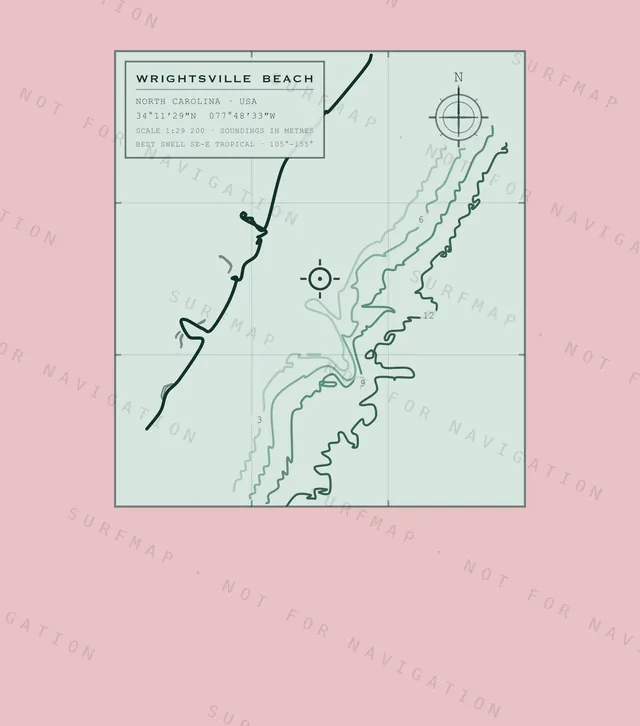 Wrightsville Beach chart, the full artwork printed on the back